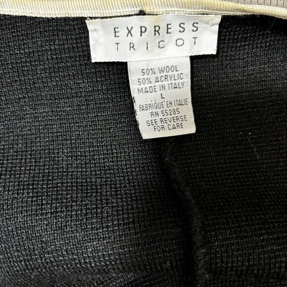 Vintage 90s Express Tricot Cardigan Sweater Womens Large L Black Pearl Italy - Picture 5 of 13